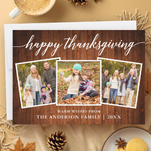 Cartes Pour Fêtes Annuelles Calligraphie Bois Rustique Thanksgiving 3 Photos