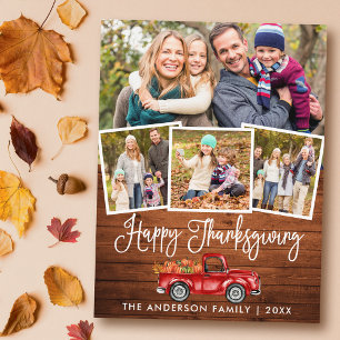 Cartes Pour Fêtes Annuelles Calligraphie Bois Thanksgiving Camion 4 Photos