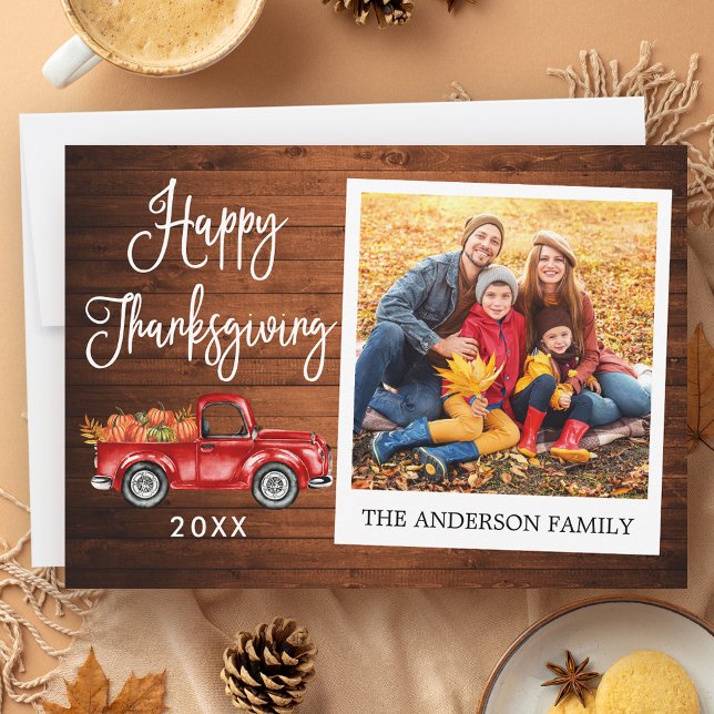 Cartes Pour Fêtes Annuelles Calligraphie Bois Thanksgiving Camion Instantané P (Customize to add more text or photos to back of card.)