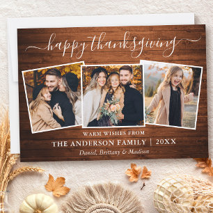 Cartes Pour Fêtes Annuelles Calligraphie Bon thanksgiving Wood 3 Photo