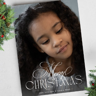 Cartes Pour Fêtes Annuelles Calligraphie botanique élégante Noël une photo