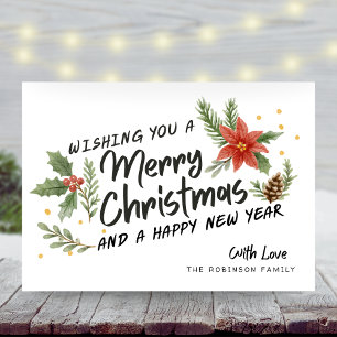 Cartes Pour Fêtes Annuelles Calligraphie botanique Joyeux Noël Non photo