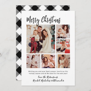 Cartes Pour Fêtes Annuelles Calligraphie Buffalo Plaid 6 photos de Noël