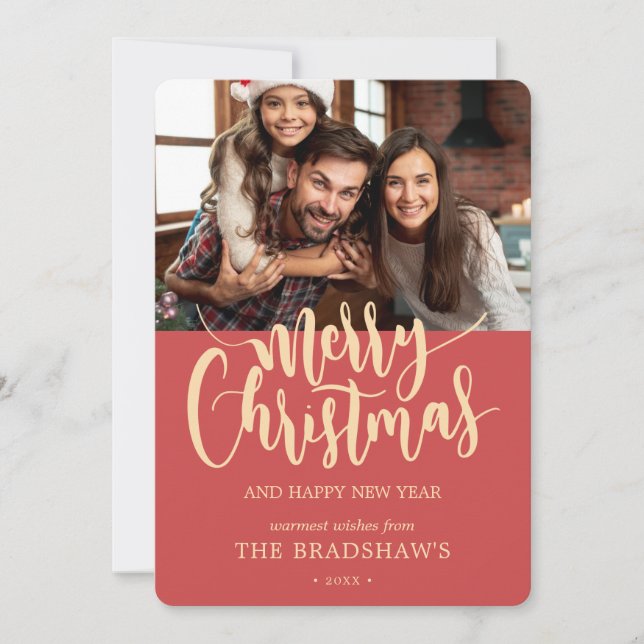 Cartes Pour Fêtes Annuelles Calligraphie Classique Joyeux Noël Photo (Devant)