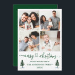 Cartes Pour Fêtes Annuelles Calligraphie Coeur 4 Photo Aquarelle Pins<br><div class="desc">Calligraphie moderne Script Coeur Joyeux Noël Aquarelle Forêt Pins Famille 4 Photo Carte de vacances - Vert</div>