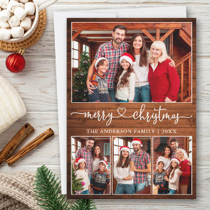 Cartes Pour Fêtes Annuelles Calligraphie Coeur 4 Photo Bois Joyeux Noël