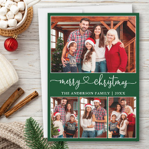 Cartes Pour Fêtes Annuelles Calligraphie Coeur 4 Photo Joyeux Noël Vert