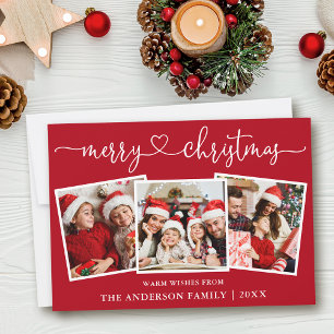 Cartes Pour Fêtes Annuelles Calligraphie Coeur Joyeux Noël Rouge 3 Photo