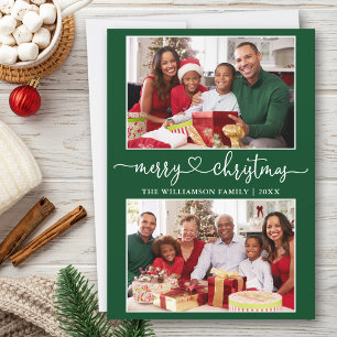 Cartes Pour Fêtes Annuelles Calligraphie Coeur Joyeux Noël Vert 2 Photo
