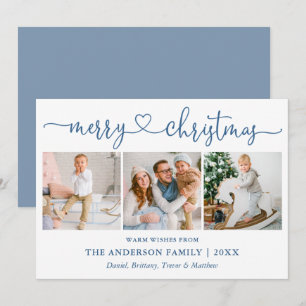 Cartes Pour Fêtes Annuelles Calligraphie Coeur Noël 3 Photo Dusty Blue