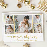 Cartes Pour Fêtes Annuelles Calligraphie Coeur Noël 5 Photo Cadres Or<br><div class="desc">Calligraphie moderne Script coeur Joyeux Noël 5 Photo Carte de vacances - Cadres d'or</div>