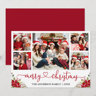 Cartes Pour Fêtes Annuelles Calligraphie Coeur Noël Poinsettia 5 Photo