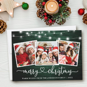 Cartes Pour Fêtes Annuelles Calligraphie Coeur Noël Vert Bois Lumières