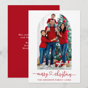Cartes Pour Fêtes Annuelles Calligraphie Coeur Photo Arc Noël Rouge