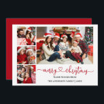 Cartes Pour Fêtes Annuelles Calligraphie Coeur Rouge Noël 4 Photos<br><div class="desc">Calligraphie moderne Script Coeur Joyeux Noël 4 Photo Carte de vacances - Rouge</div>