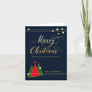 Cartes Pour Fêtes Annuelles Calligraphie couleur or moderne non-photo pliée