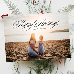 Cartes Pour Fêtes Annuelles Calligraphie de Noël élégante Photo Joyeux