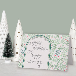 Cartes Pour Fêtes Annuelles Calligraphie de Noël et du Nouvel An avec verdure