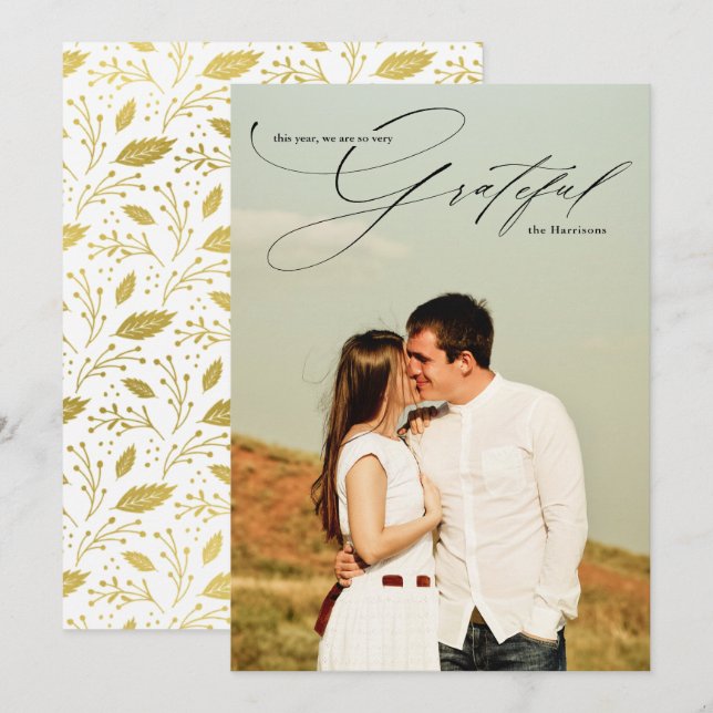 Cartes Pour Fêtes Annuelles Calligraphie de texte entièrement photo reconnaiss (Devant / Derrière)