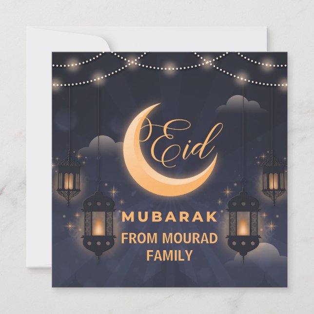 Cartes Pour Fêtes Annuelles Calligraphie élégante Eid Mubarak (Devant)