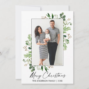 Cartes Pour Fêtes Annuelles Calligraphie Encre Aquarelle Verdure Noël