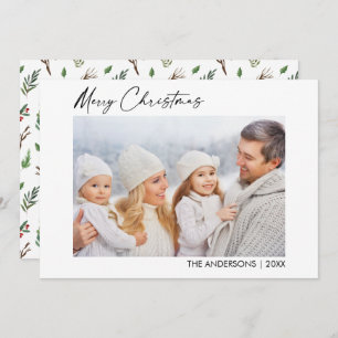 Cartes Pour Fêtes Annuelles Calligraphie Encre Photo Noël Verdure Berries