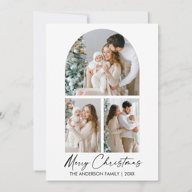 Cartes Pour Fêtes Annuelles Calligraphie Encre Script 3 Arche photo Noël (Devant)