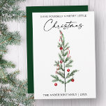 Cartes Pour Fêtes Annuelles Calligraphie Encre Script Aquarelle Arbre Vert<br><div class="desc">Design Élégant Calligraphie Stylo Encre Script Minimaliste Aquarelle Carte Arbre de Noël - Ayez-Vous Un Joyeux Petit Noël - Vert</div>