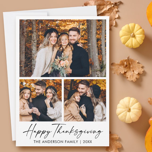 Cartes Pour Fêtes Annuelles Calligraphie Encre Script Bon thanksgiving 3 Photo (Customize to change your personalized text size or text style.)