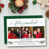 Calligraphie Feliz Navidad 3 Photo Red Holly Green