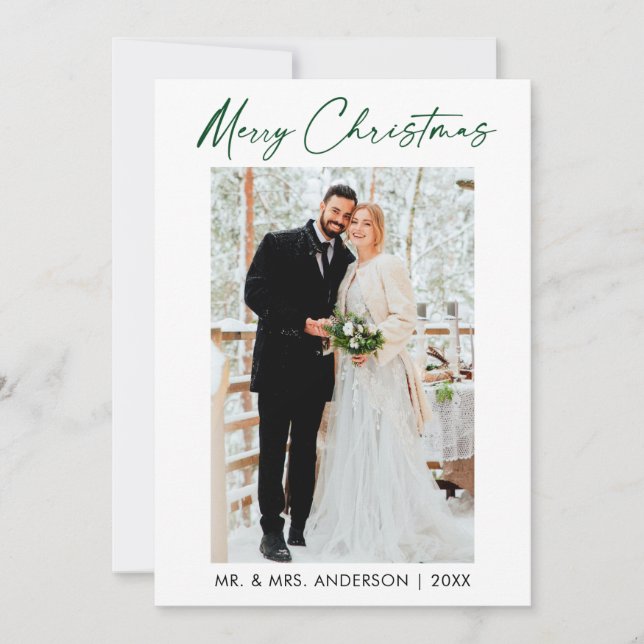 Cartes Pour Fêtes Annuelles Calligraphie Green Ink Script Mariage photo (Devant)