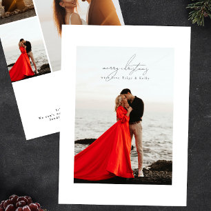 Cartes Pour Fêtes Annuelles calligraphie gris clair cadre photo joyeux noël