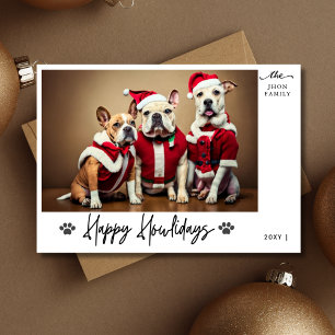 Cartes Pour Fêtes Annuelles Calligraphie Happy Howlidays Funny Pet Dog Photo