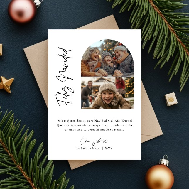 Cartes Pour Fêtes Annuelles Calligraphie Hispanique Photo Feliz Navidad Christ (Créateur téléchargé)