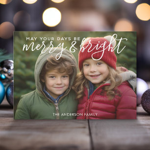 Cartes Pour Fêtes Annuelles Calligraphie Joyeuse et Lumineuse - Photo Horizont