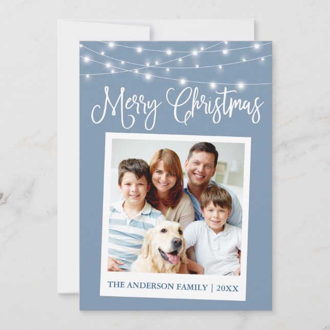 Cartes Pour Fêtes Annuelles Calligraphie Lights Caméra instantanée Photo Blue (Devant)