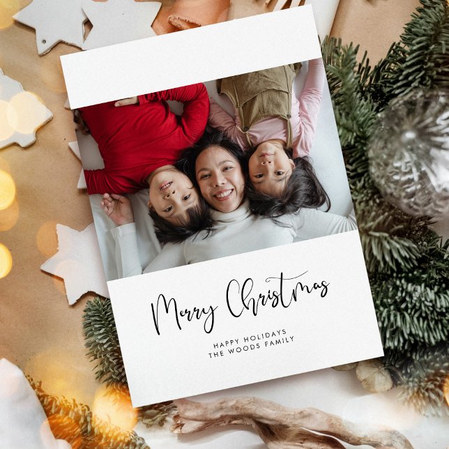 Cartes Pour Fêtes Annuelles Calligraphie lunaire moderne Joyeuse photo de Noël (Créateur téléchargé)