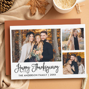 Cartes Pour Fêtes Annuelles Calligraphie Moderne 3 Photo Thanksgiving Terracot