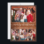Cartes Pour Fêtes Annuelles Calligraphie moderne 4 Photo Bois Joyeux Noël<br><div class="desc">Calligraphie moderne tendance Script 4 Photo Famille Photo Collage Joyeux Noël Carte de vacances - Rustique Pays Bois Imprimer</div>