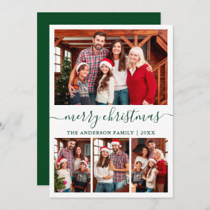 Cartes Pour Fêtes Annuelles Calligraphie moderne 4 Photo Vert Joyeux Noël
