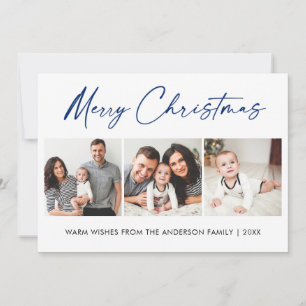 Cartes Pour Fêtes Annuelles Calligraphie moderne Blue Enk 3 Photo Noël