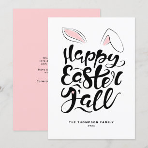 Cartes Pour Fêtes Annuelles Calligraphie moderne Bunny Ears Joyeux Pâques Y'al