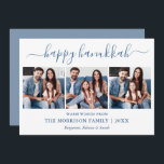 Cartes Pour Fêtes Annuelles Calligraphie moderne Dusty Blue Hanoukka 3 Photo<br><div class="desc">Calligraphie moderne tendance Script 3 Photo Famille Photo Collage Happy Hanoukka Card - Dusty Blue</div>