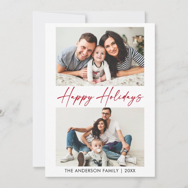 Cartes Pour Fêtes Annuelles Calligraphie moderne Encre rouge Script 2 Photo (Devant)