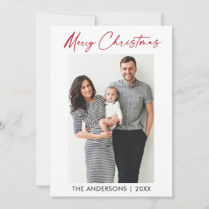 Cartes Pour Fêtes Annuelles Calligraphie moderne Encre rouge Script photo Noël