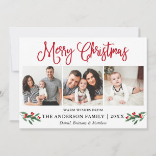 Cartes Pour Fêtes Annuelles Calligraphie moderne Fun Noël Red Holly 3 Photo