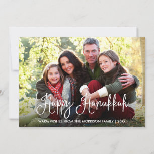 Cartes Pour Fêtes Annuelles Calligraphie moderne Happy Hanoukka Family Photo