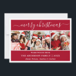 Cartes Pour Fêtes Annuelles Calligraphie moderne Joyeux Noël Rouge 3 Photo<br><div class="desc">Calligraphie moderne tendance Script 3 Photo Famille Photo Collage Joyeux Noël Carte - Rouge</div>