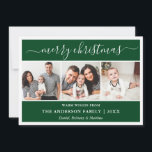 Cartes Pour Fêtes Annuelles Calligraphie moderne Joyeux Noël Vert 3 Photo<br><div class="desc">Calligraphie moderne tendance Script 3 Photo Famille Photo Collage Joyeux Noël Carte - Forest Green</div>