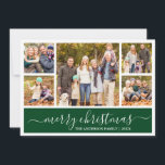 Cartes Pour Fêtes Annuelles Calligraphie moderne Joyeux Noël Vert 5 Photo<br><div class="desc">Calligraphie moderne Script 5 Photo Famille Photo Collage Joyeux Noël Carte - Forest Green</div>